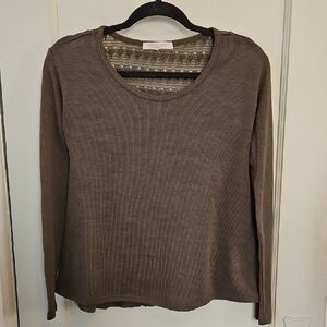 Aeropostale Olive Green Knit Embroidered Top- S